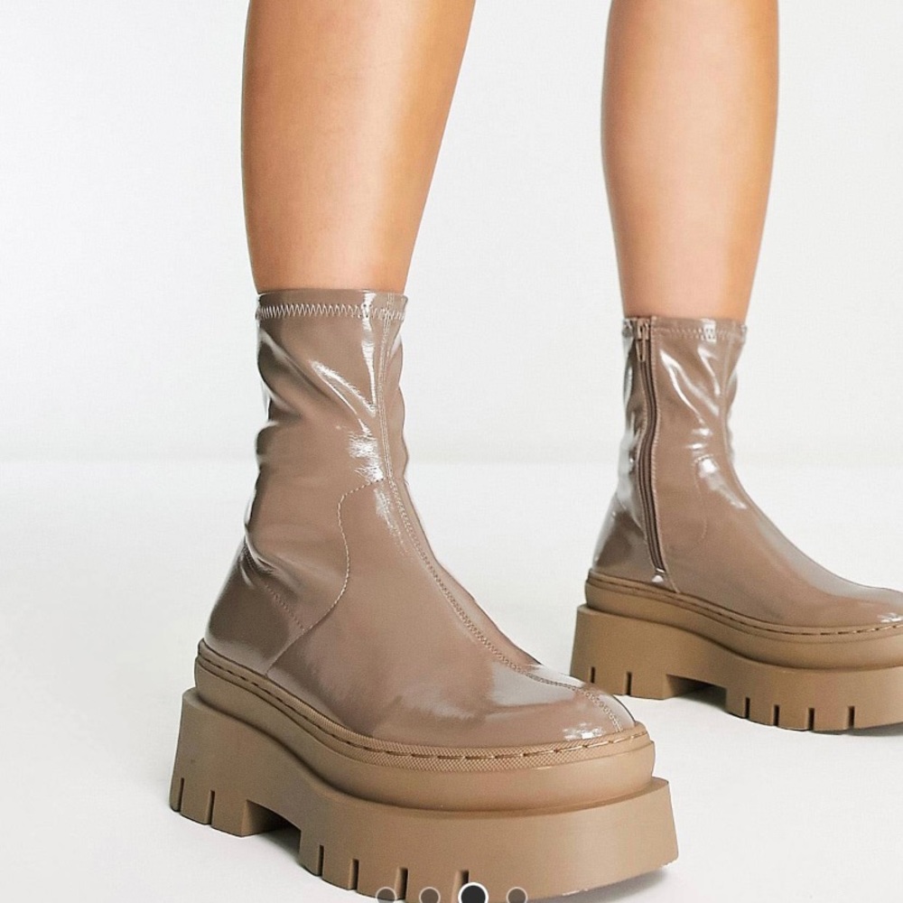 ASOS Chunky Platform Ankle Boots in Taupe